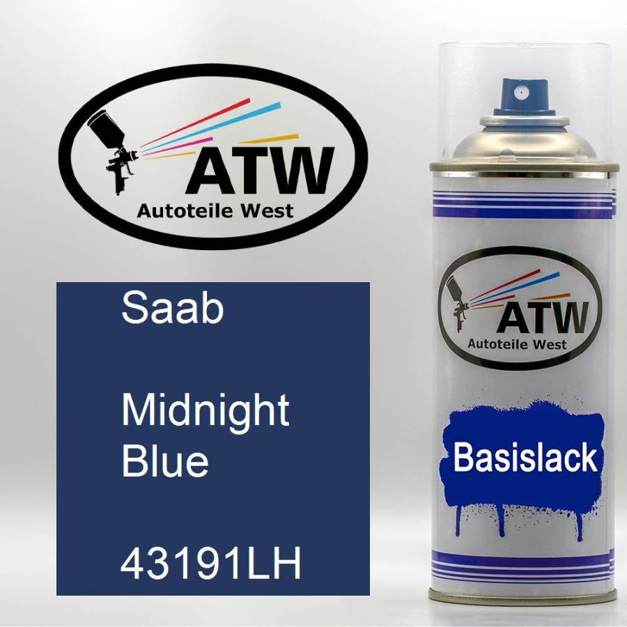 Saab, Midnight Blue, 43191LH: 400ml Sprühdose, von ATW Autoteile West.